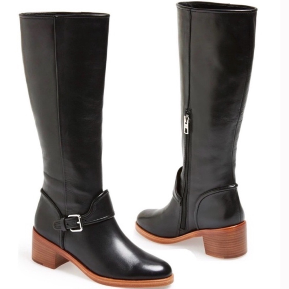 Coach Cecelia black leather riding boots size 8 B - Picture 1 of 11